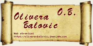 Olivera Balović vizit kartica